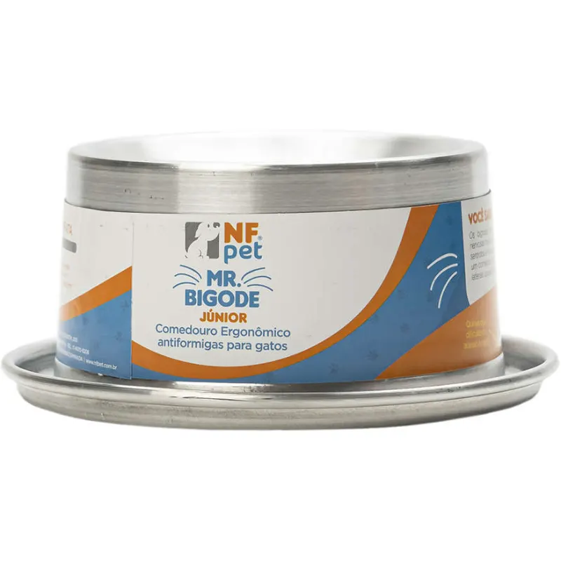 Comedouro NF Pet Mr. Bigode Junior 140 ml Prata