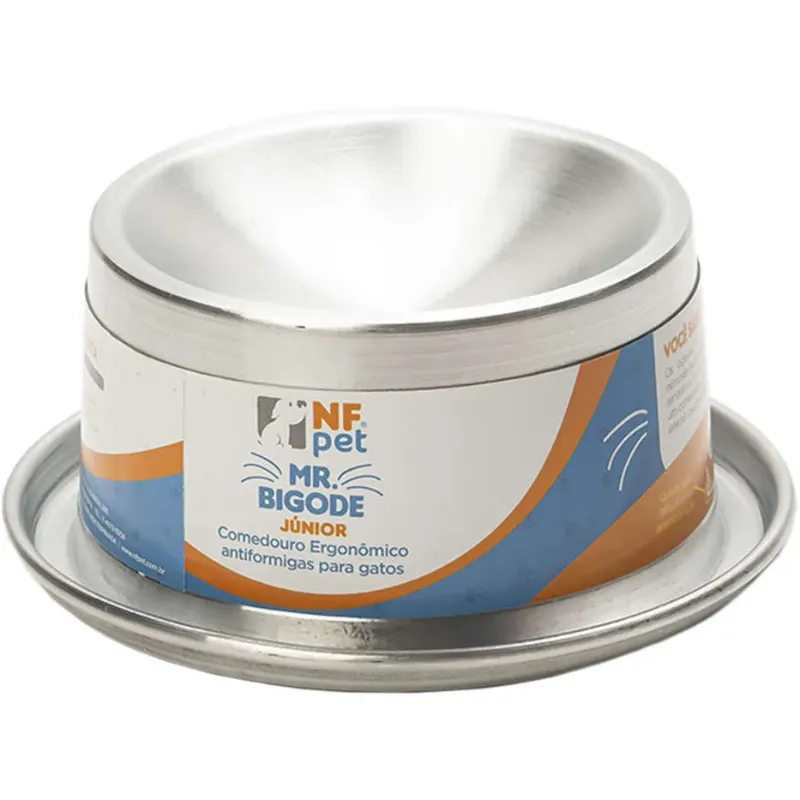 Comedouro NF Pet Mr. Bigode Junior 140 ml Prata