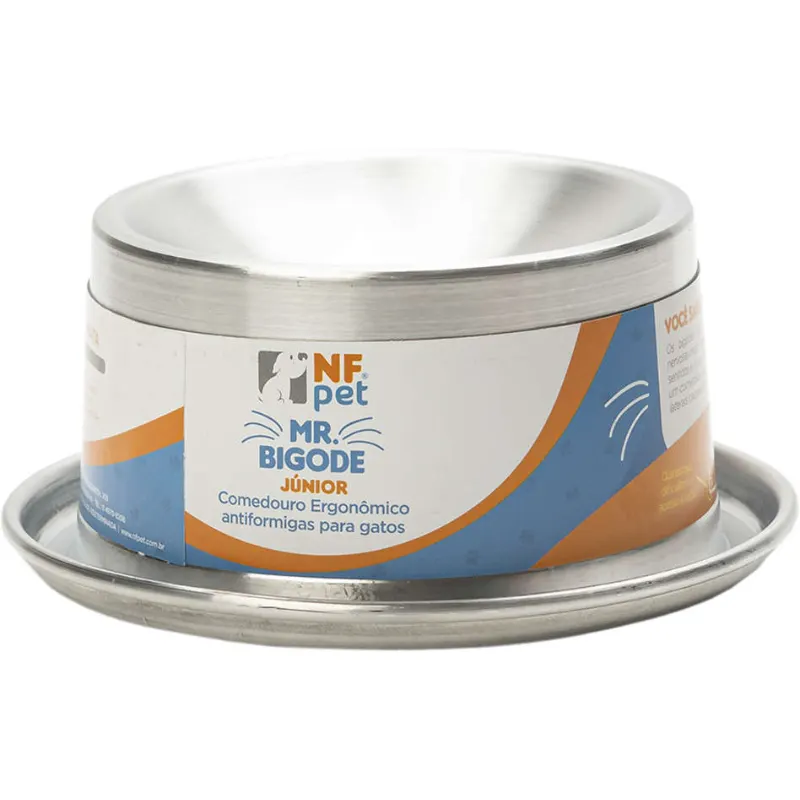 Comedouro NF Pet Mr. Bigode Junior 140 ml Prata