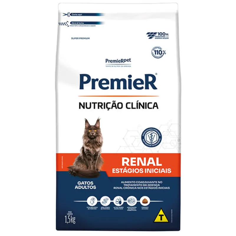Ração Premier Nutrição Clínica Renal Estágios Iniciais Gatos Adultos 1,5 kg