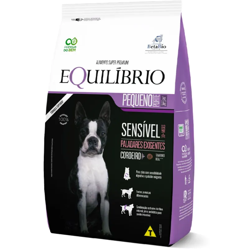 Ração Equilíbrio Cães Adultos Sensível de Pequeno Porte Cordeiro 7,5 Kg