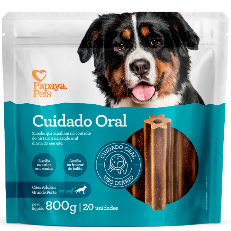 Snack Papaya Pets Cuidado Oral para Cães Adultos de Porte Grande 800 g