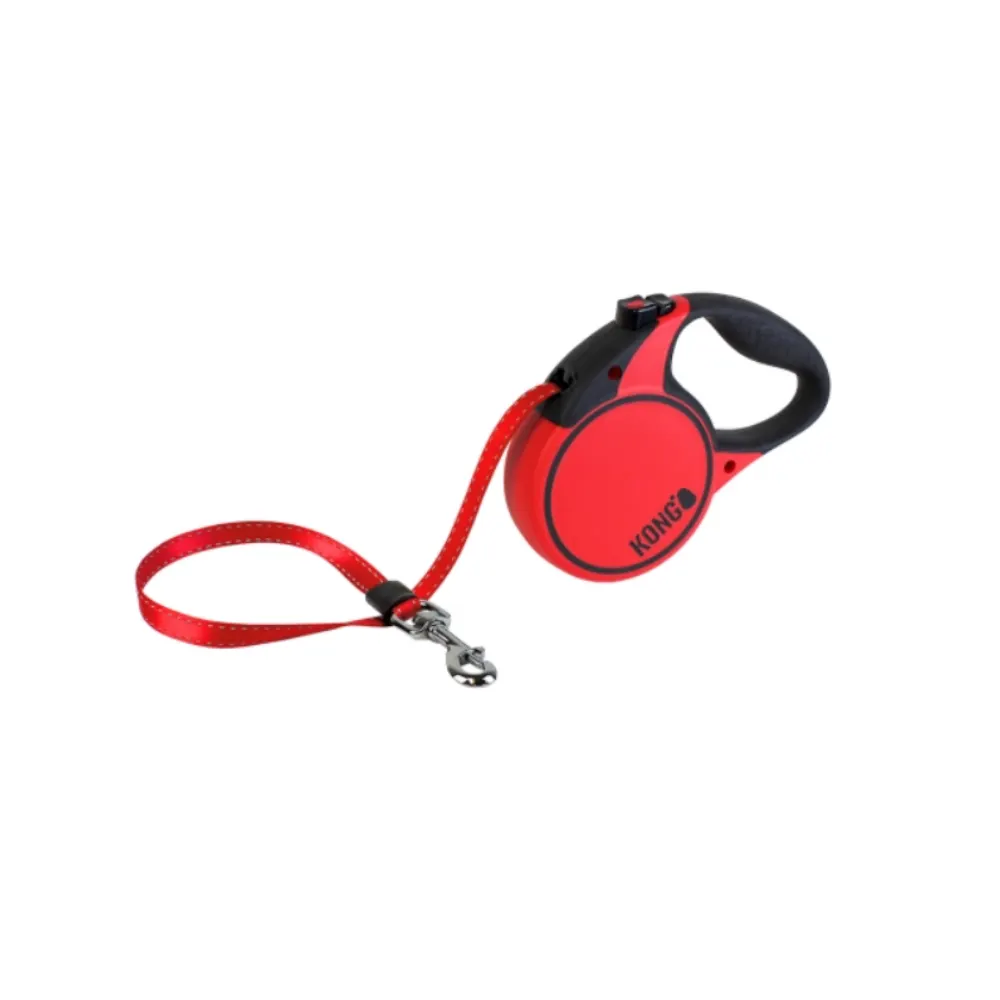 Coleira retrátil para cães Kong Terrain, vermelha- M