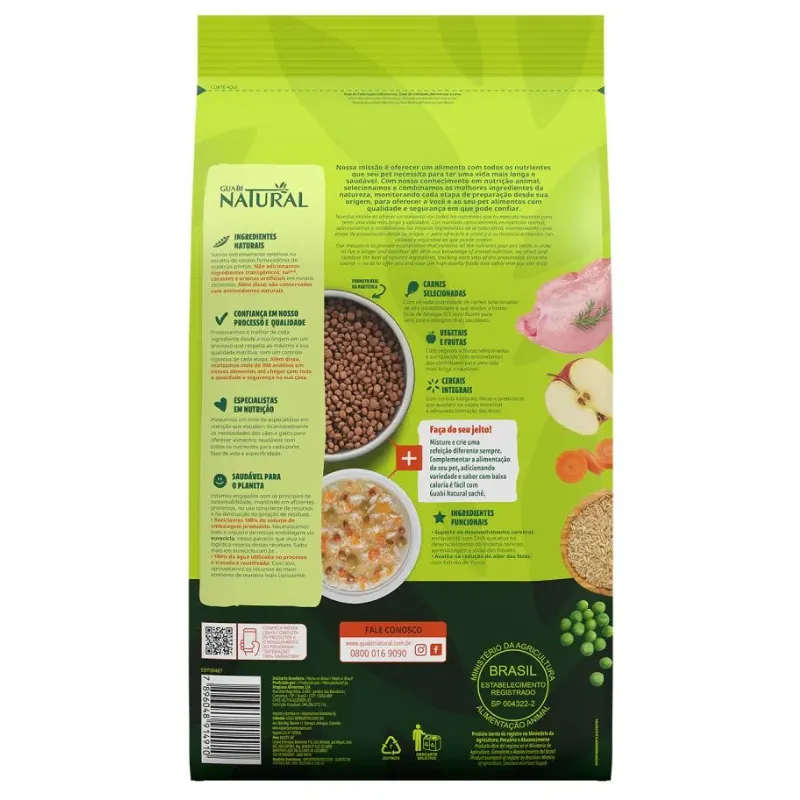 Ração Guabi Natural Cão Filhote Mini e Peq Frango Arroz