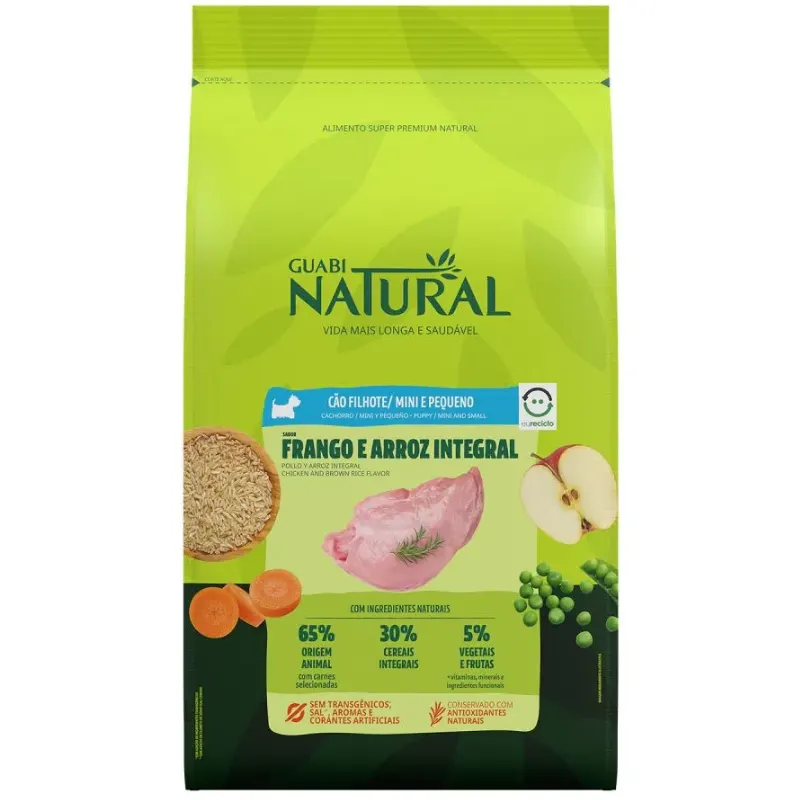 Ração Guabi Natural Cão Filhote Mini e Peq Frango Arroz