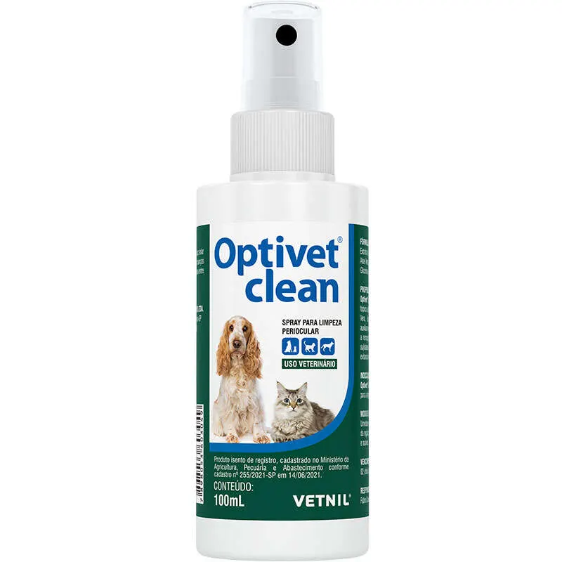 Spray para Limpeza Periocular Vetnil Optivet Clean para Cães e Gatos 100 ml