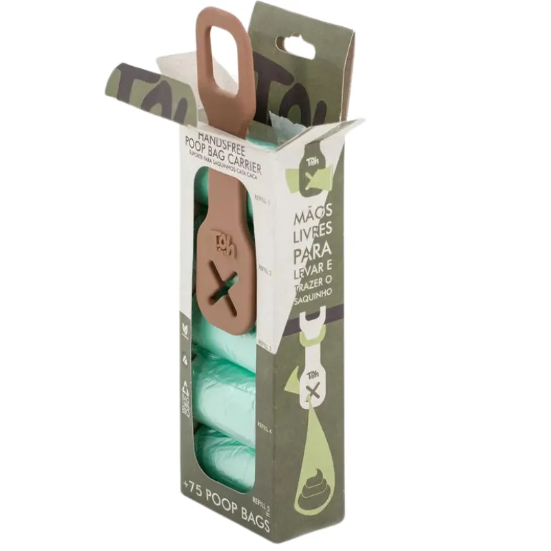 Caixa Suporte Poop Bag com 5 Refis Bio Bege Toh