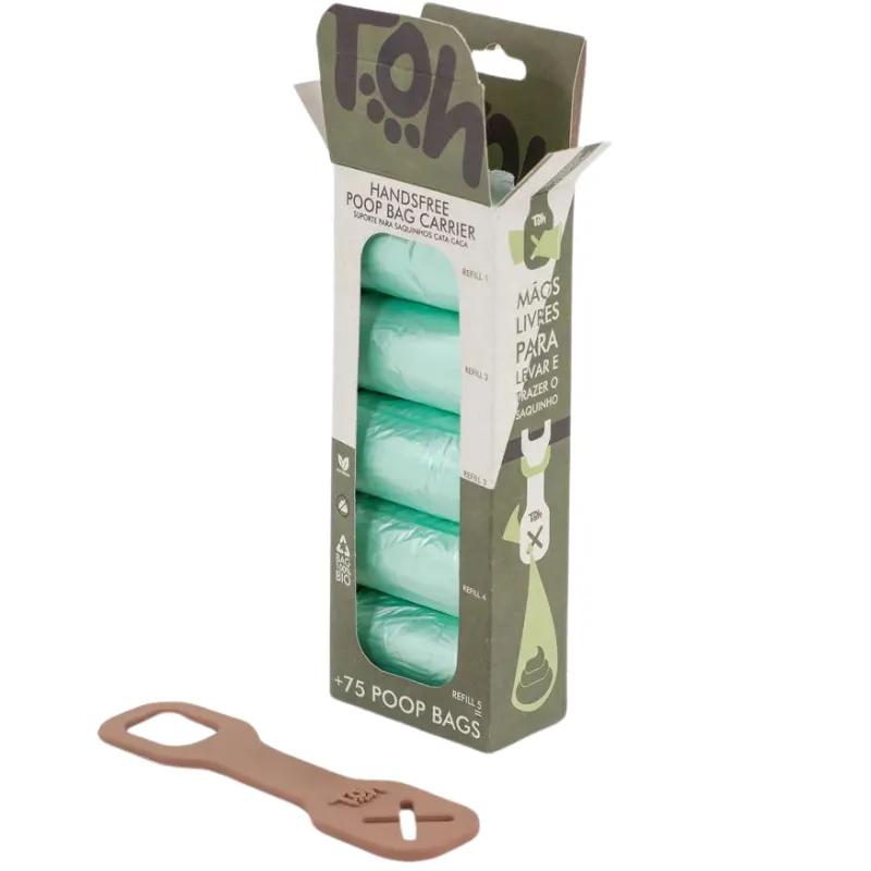 Caixa Suporte Poop Bag com 5 Refis Bio Bege Toh