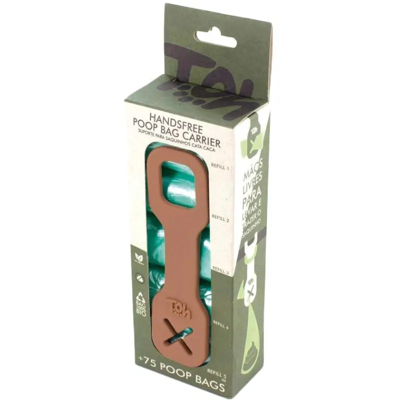Caixa Suporte Poop Bag com 5 Refis Bio Bege Toh
