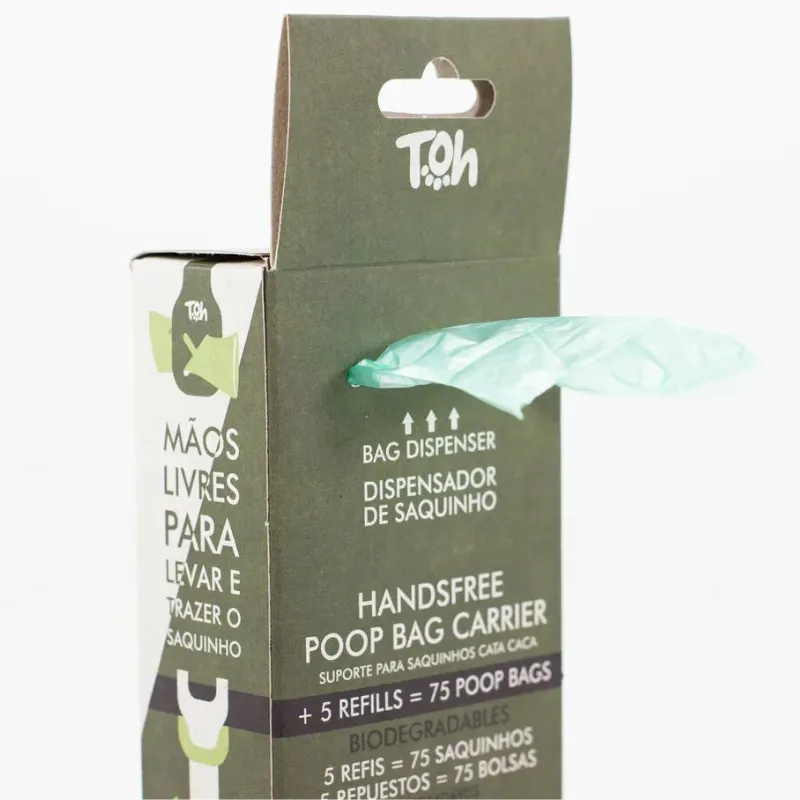 Caixa Suporte Poop Bag com 5 Refis Bio Bege Toh