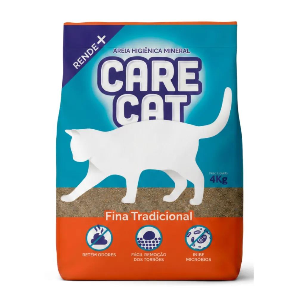 Areia Higiênica CareCat  Fina Tradicional 4kg