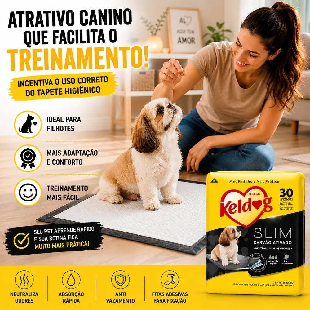 Keldog Tapete Higiênico Slim Ultra Dry Carvão Ativado 30 Un