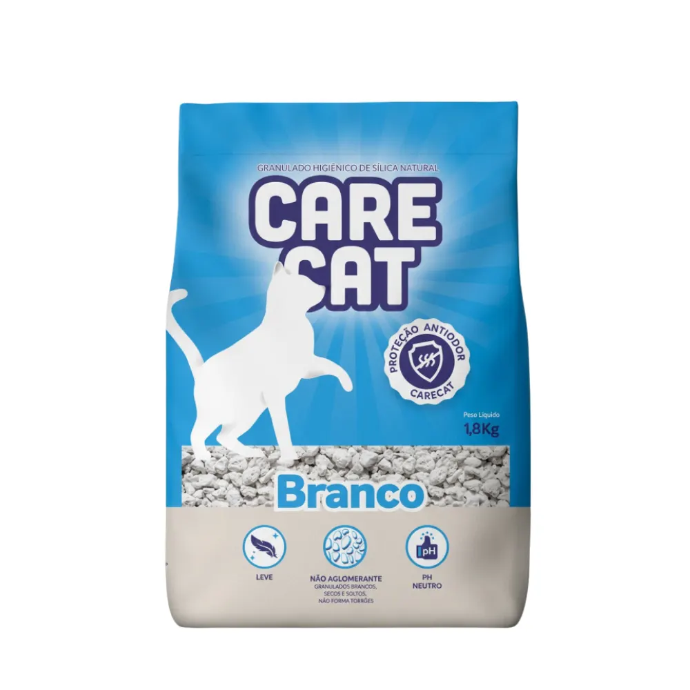 Areia Higiênica CareCat  Sílica Natural Antiodor Gatos 1,8 kg