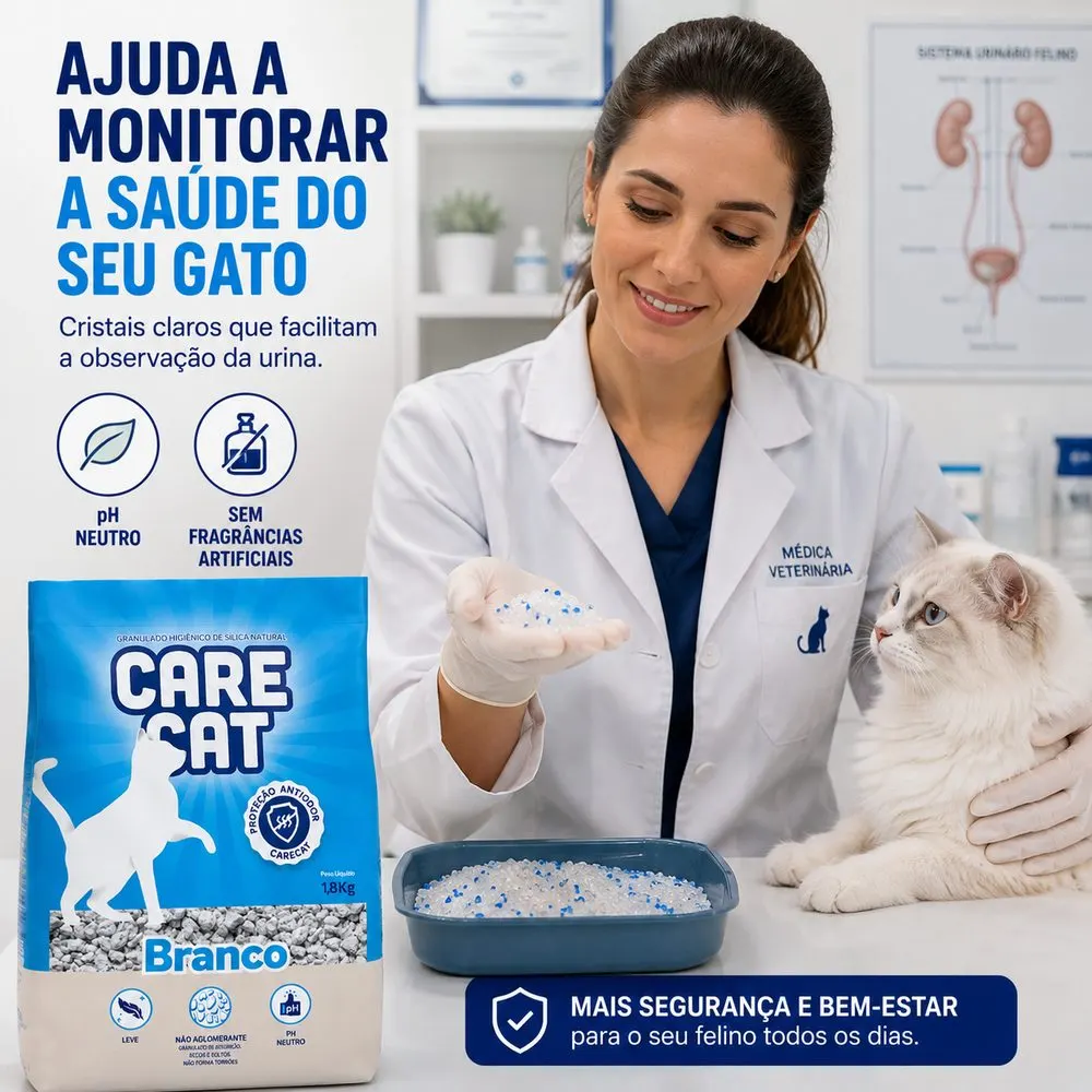 Areia Higiênica CareCat  Sílica Natural Antiodor Gatos 1,8 kg