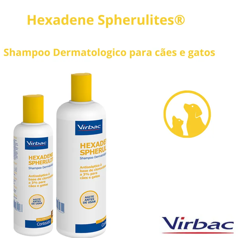 Hexadene Virbac Spherulites Shampoo Dermatológico Cães/Gatos  250ml