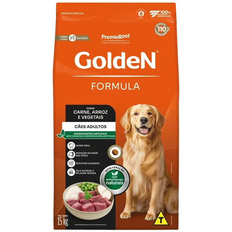 Ração Golden Fórmula para Cães Adultos Carne e Arroz 15Kg