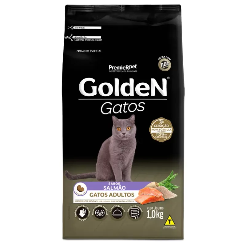 Ração Golden para Gatos Adultos Sabor Salmão