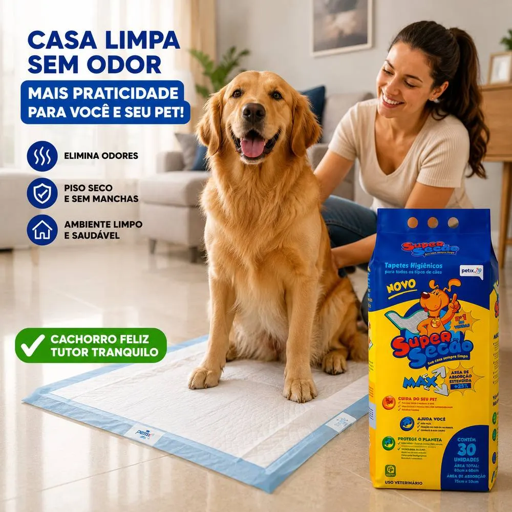 Tapete Higiênico Super Secão Max Petix - 30 unidades