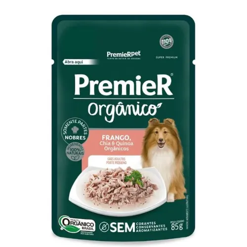 Ração Úmida Premier Orgânico para Cães Adultos Peq. Porte Sabor Frango 85 g