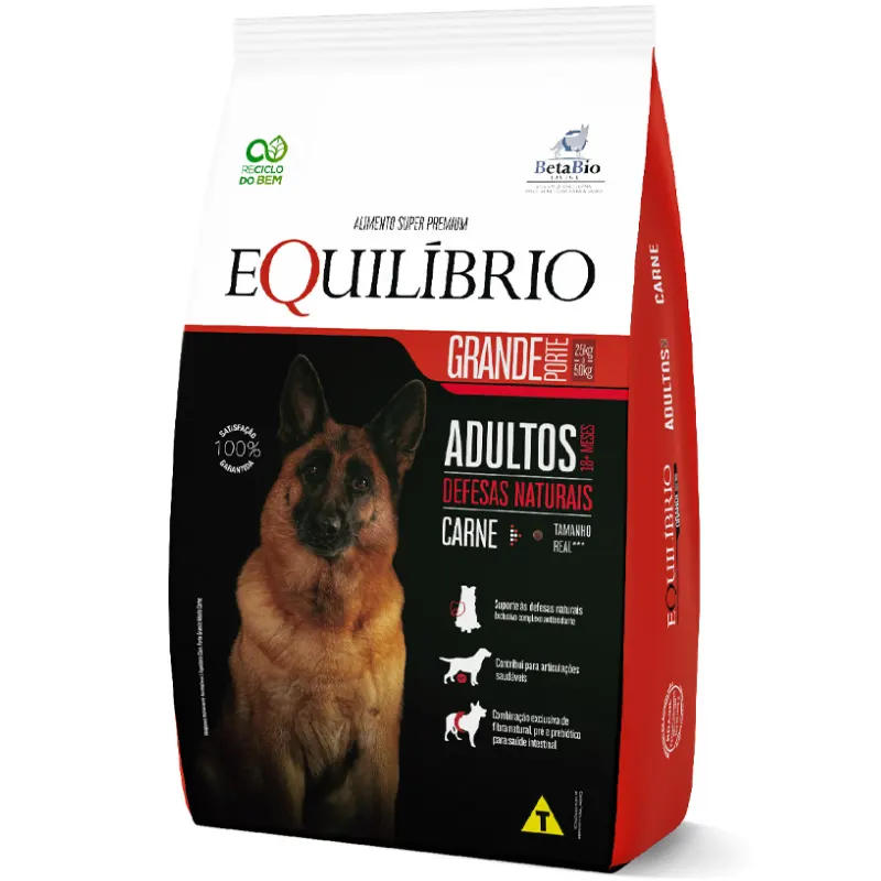 Ração Equilíbrio para Cães Adultos de Porte Grande Sabor Carne 12 Kg