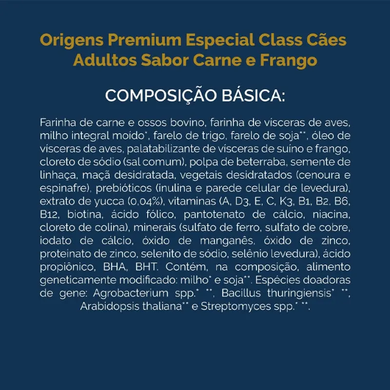Origens  Class Adulto Carne e Frango 15 + 1 Kg Grátis