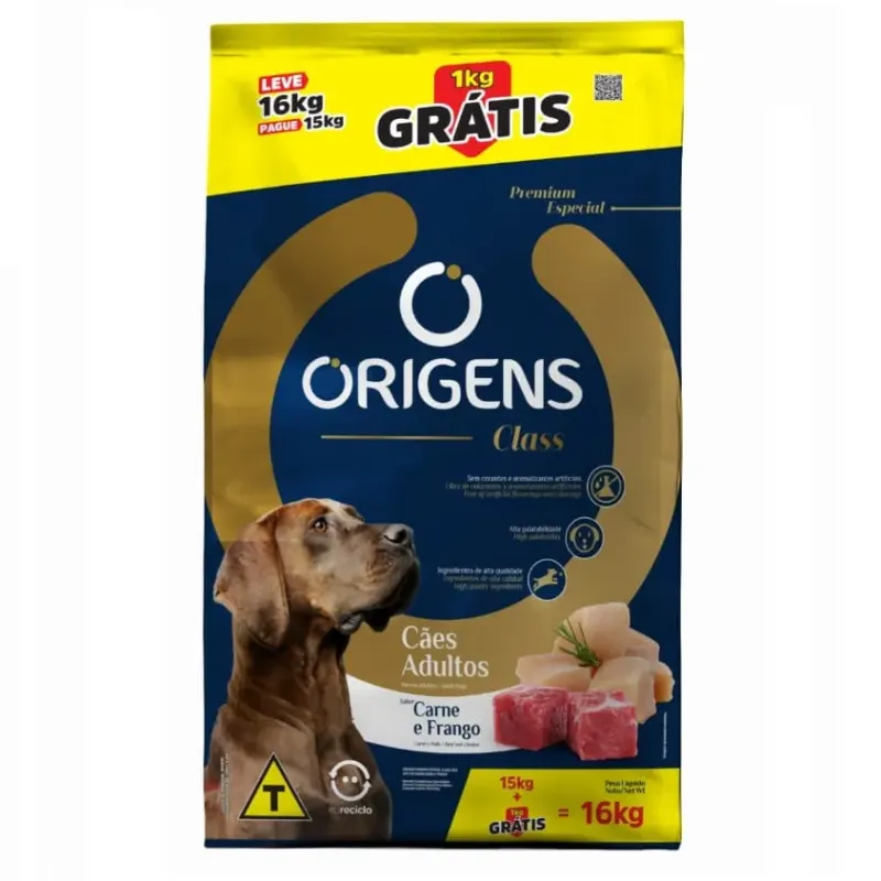 Origens  Class Adulto Carne e Frango 15 + 1 Kg Grátis