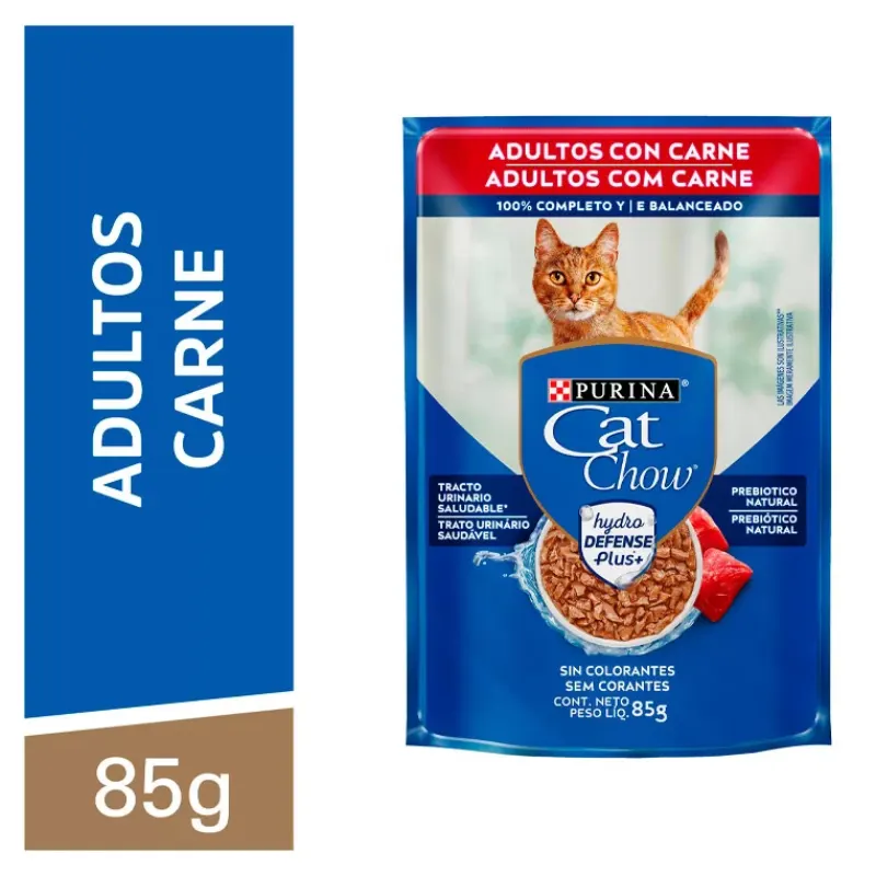 Cat Chow Sachê para Gatos Adultos Sabor Carne 85 g