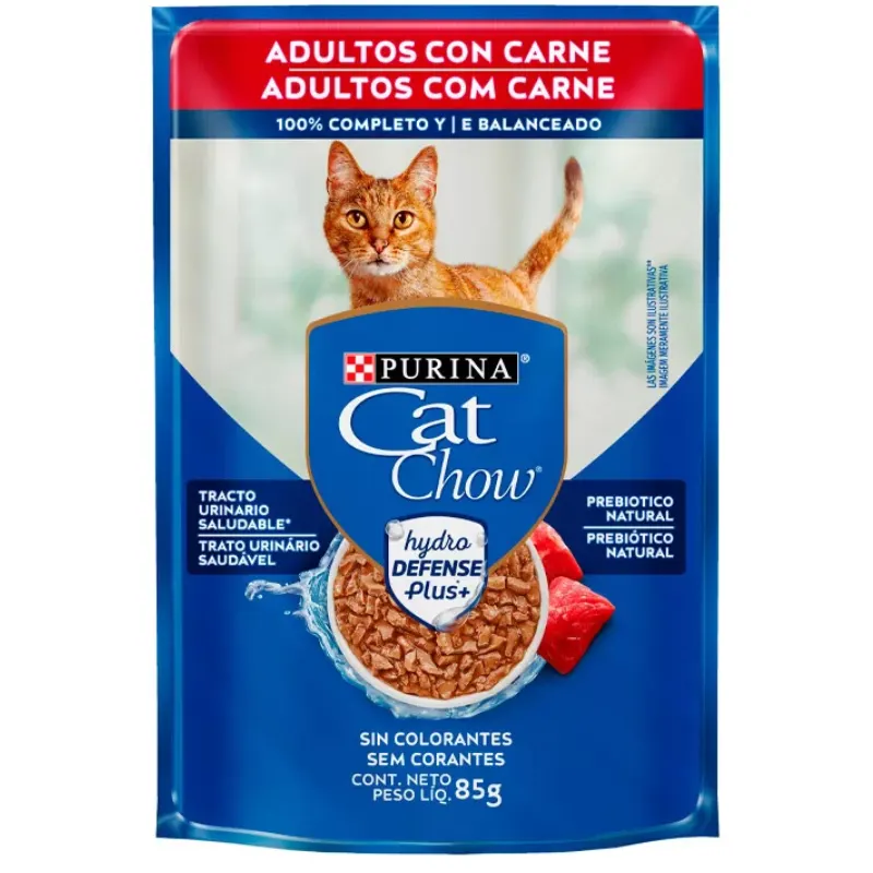 Cat Chow Sachê para Gatos Adultos Sabor Carne 85 g