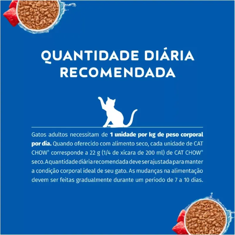 Cat Chow Sachê para Gatos Adultos Sabor Carne 85 g