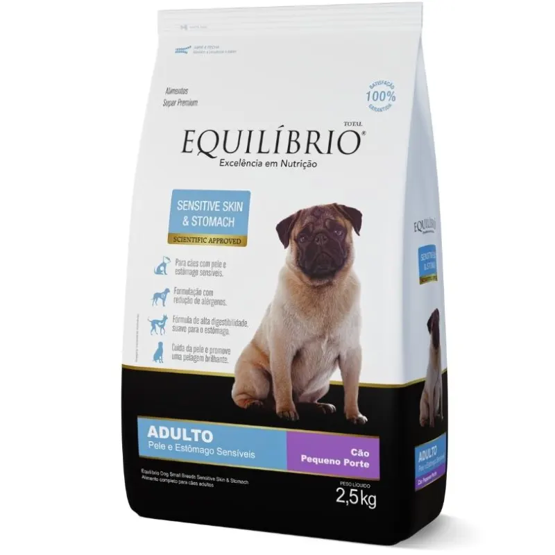 Ração Equilíbrio Sensitive Skin & Stomach para Cães Adultos de Pequeno Porte