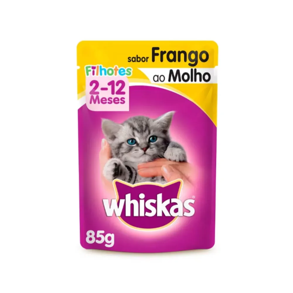 Ração Úmida Whiskas Sachê Gatos Filhotes Frango Molho 85g