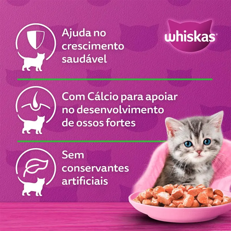 Ração Úmida Whiskas Sachê Gatos Filhotes Frango Molho 85g