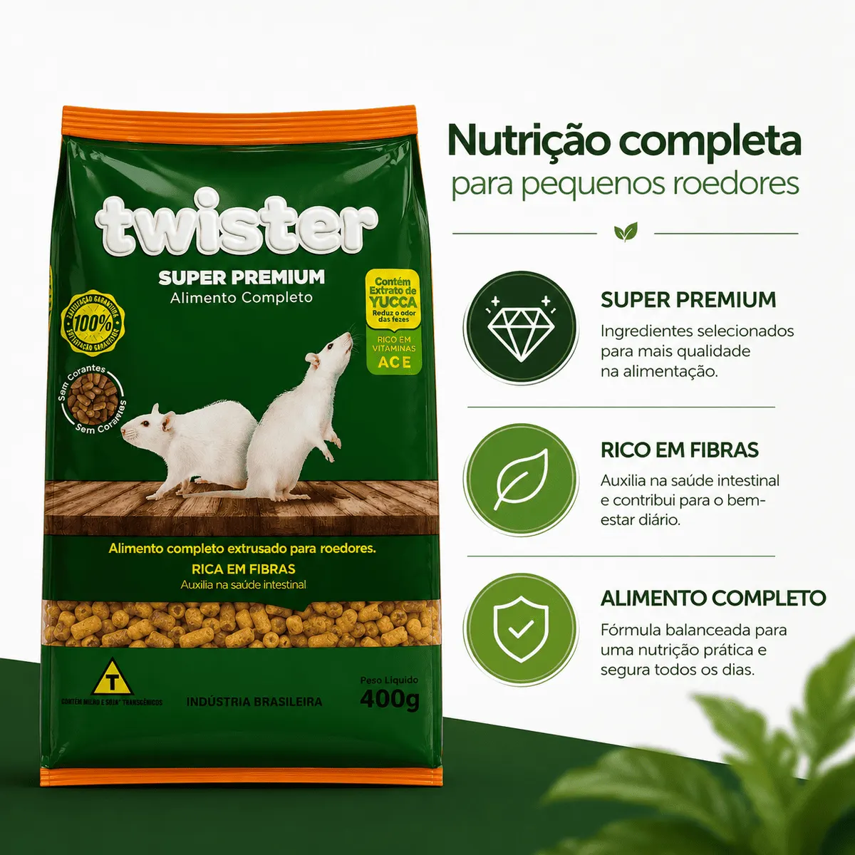 Fluffy Roe Twister Ração Roedores Super Premium 400g