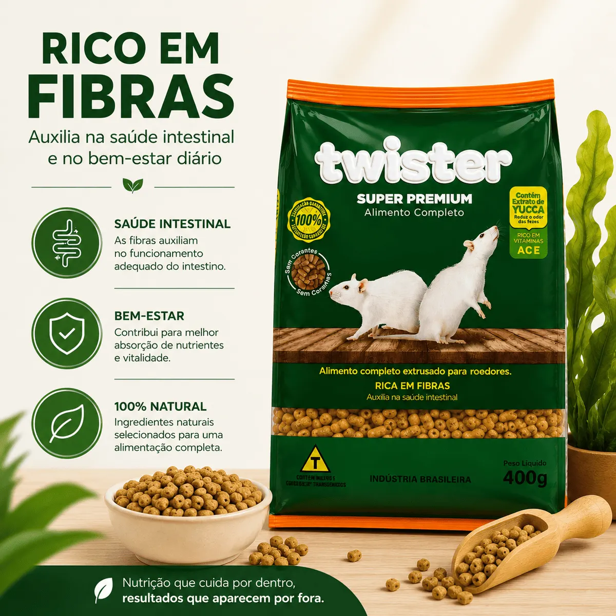 Fluffy Roe Twister Ração Roedores Super Premium 400g