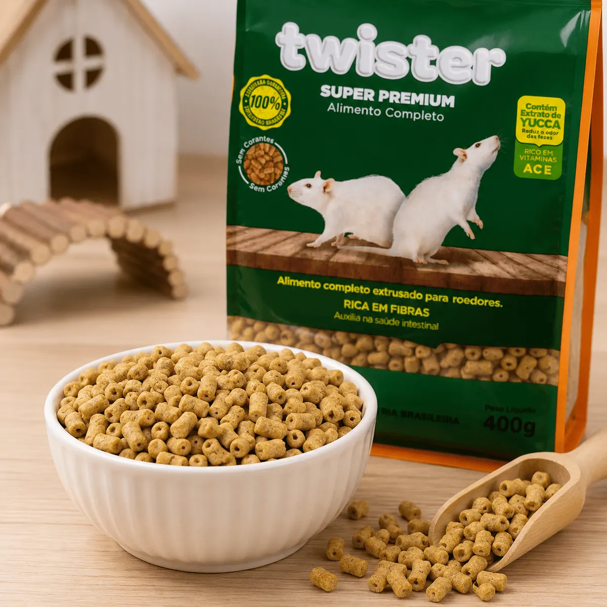 Fluffy Roe Twister Ração Roedores Super Premium 400g