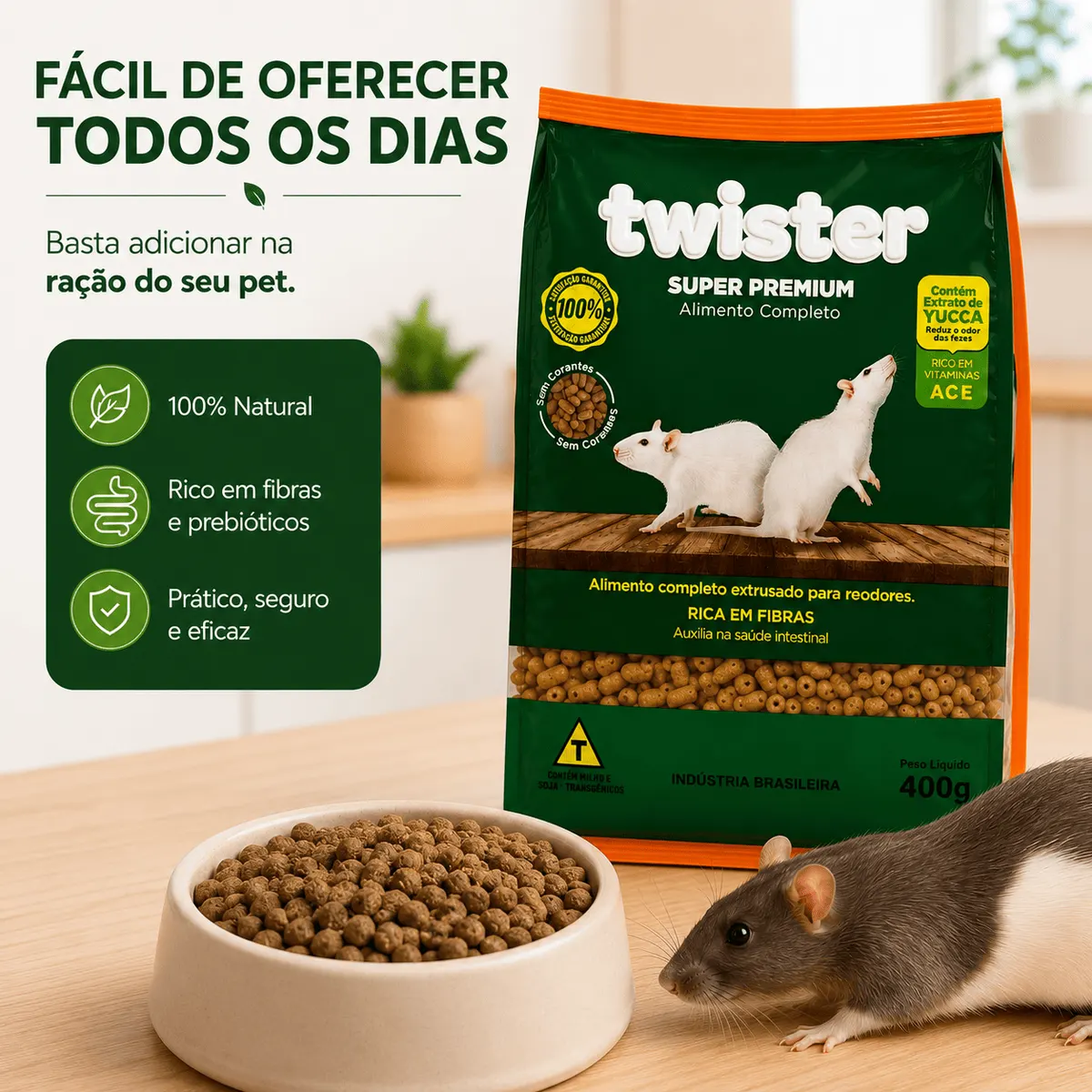 Fluffy Roe Twister Ração Roedores Super Premium 400g
