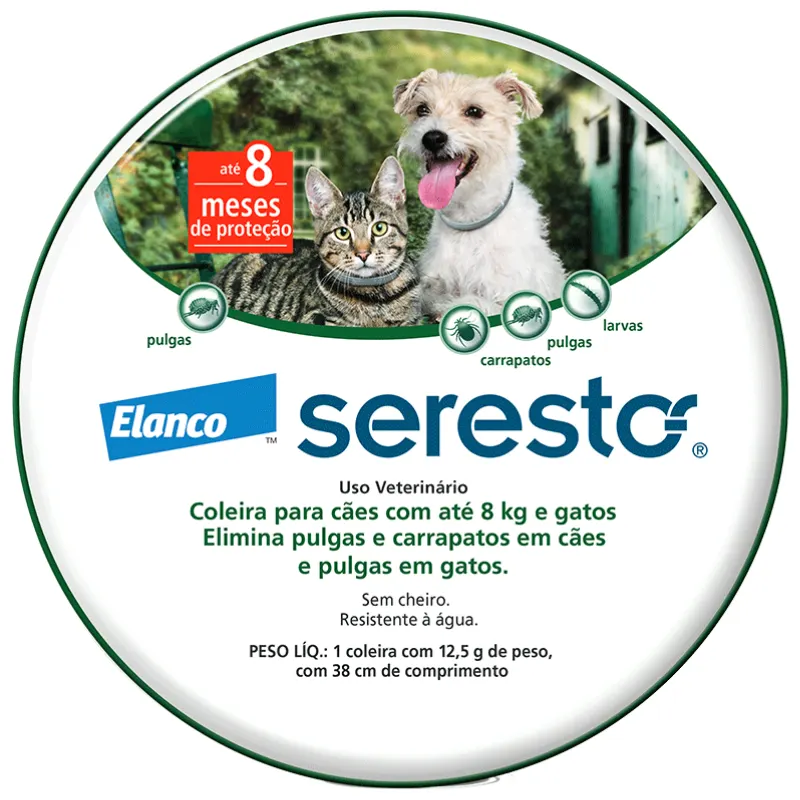 Coleira Seresto para Cães e Gatos até 8 Kg