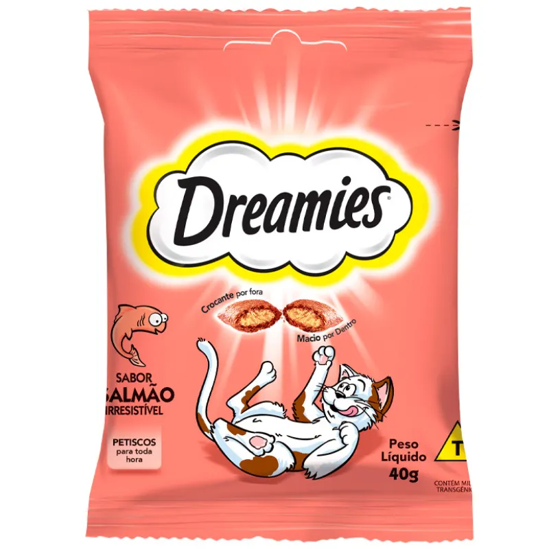 Petisco Dreamies Sabor Salmão Irresistível para Gatos Adultos 40 g