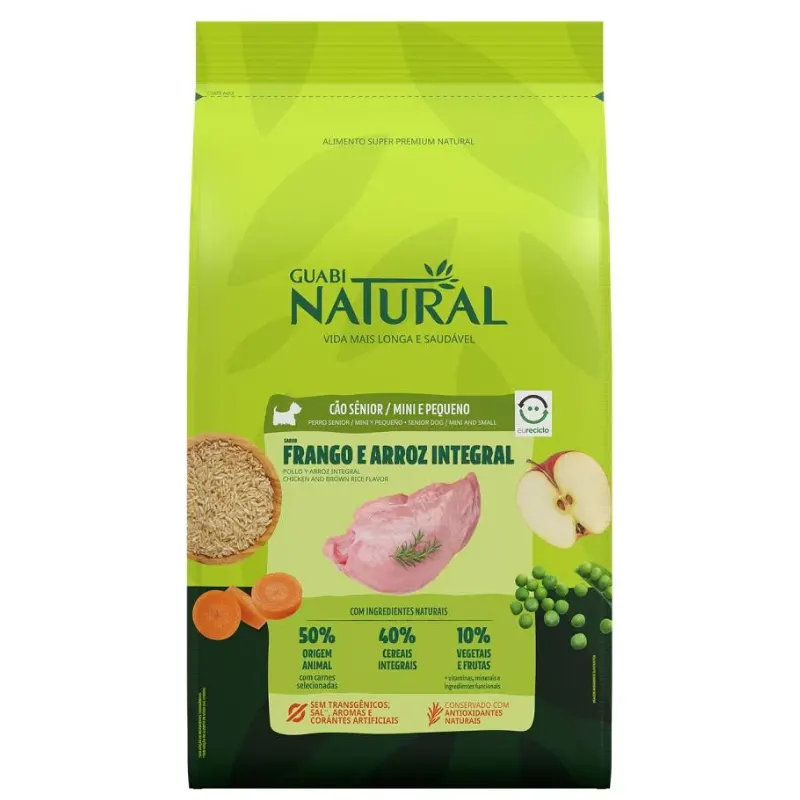 Ração Guabi Natural Cão Sênior Mini e Pequeno Frango e Arroz