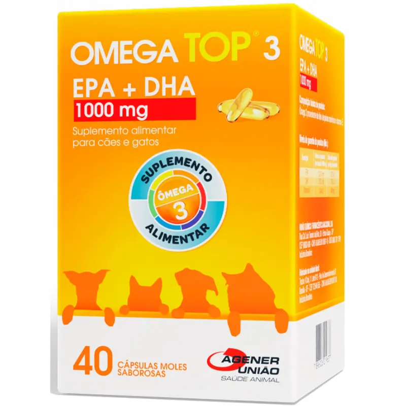 Suplemento Alimentar Ômega Top 3 1000 mg para Cães e Gatos