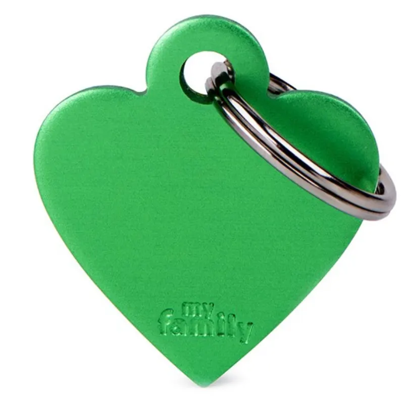 Medalha de Identificação My Family Coração  Alumínio Verde
