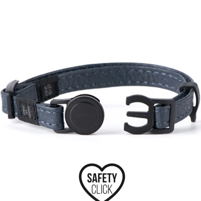 Coleira My Family Firenze Azul Escuro Safety Click 20-30 cm