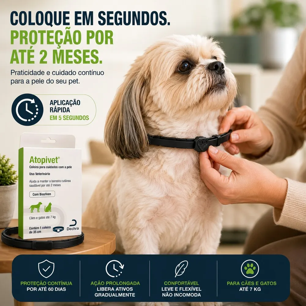 Coleira Dermatológica Atopivet 35 cm Dechra para Cães e Gatos de até 7 Kg