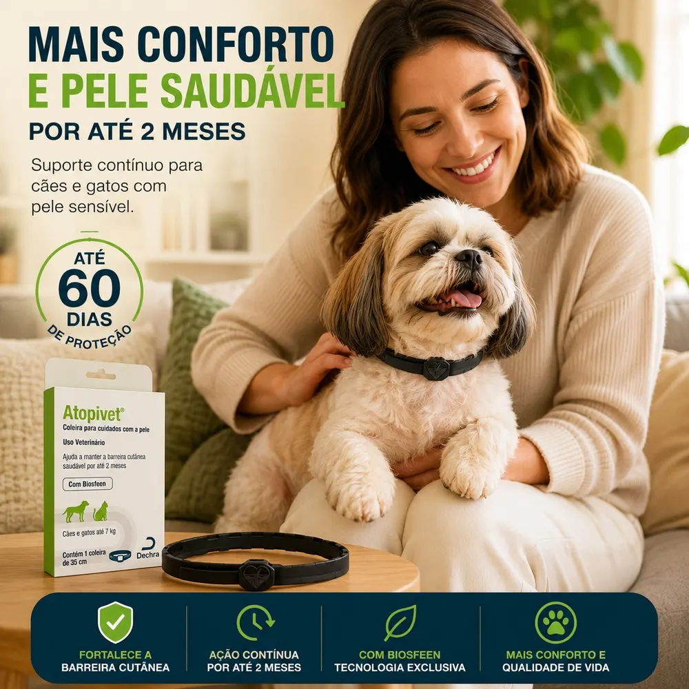 Coleira Dermatológica Atopivet 35 cm Dechra para Cães e Gatos de até 7 Kg