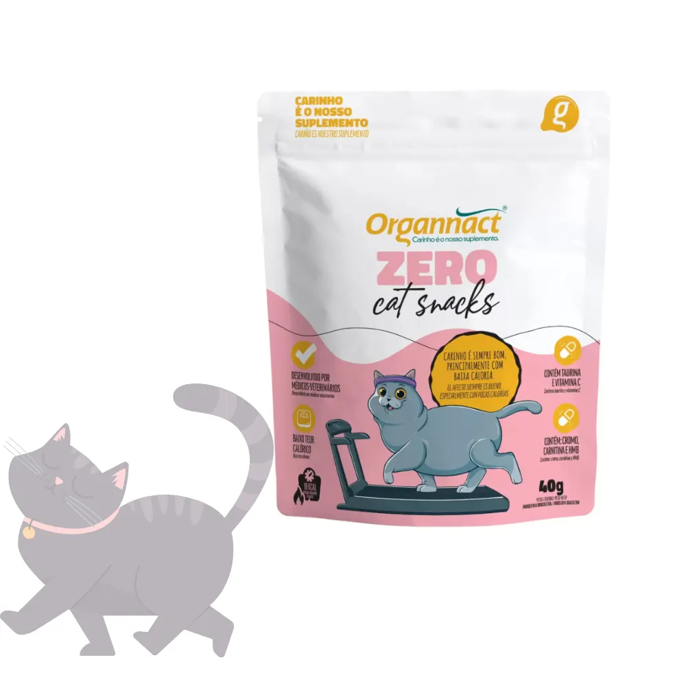Petisco Organnact Cat Snacks Zero para Gatos Obesos 40 g