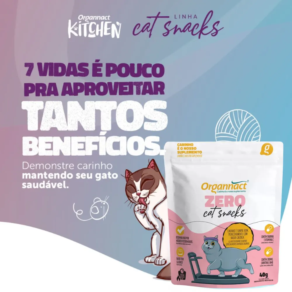 Petisco Organnact Cat Snacks Zero para Gatos Obesos 40 g