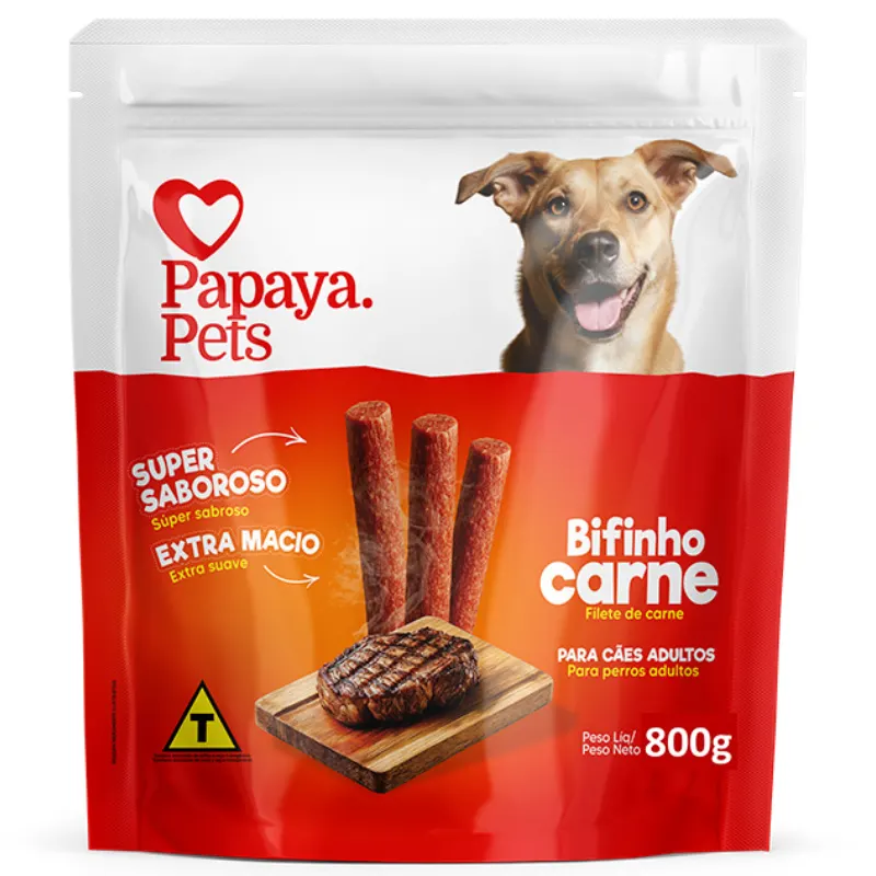 Petisco Papaya Pets Bifinho Palito Carne 800g
