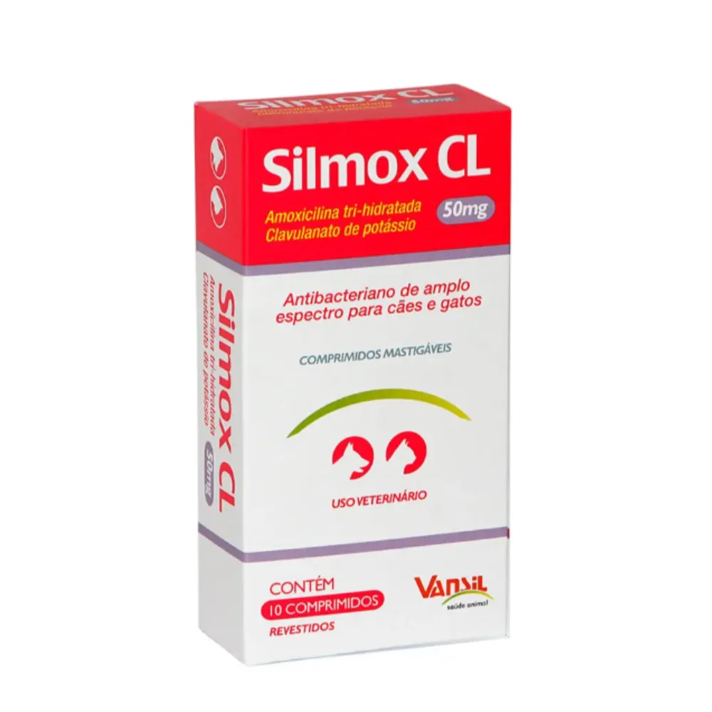Antibacteriano Vansil Silmox Cães Gatos 50mg 10 Comprimidos