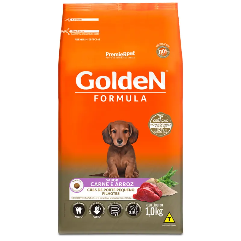 Ração Golden Fórmula Cães Filhotes Mini Bits Carne e Arroz