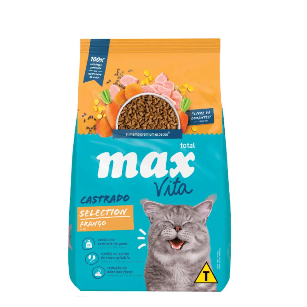 Ração Max Cat Vita Selection Frango Gatos Castrados 20 Kg